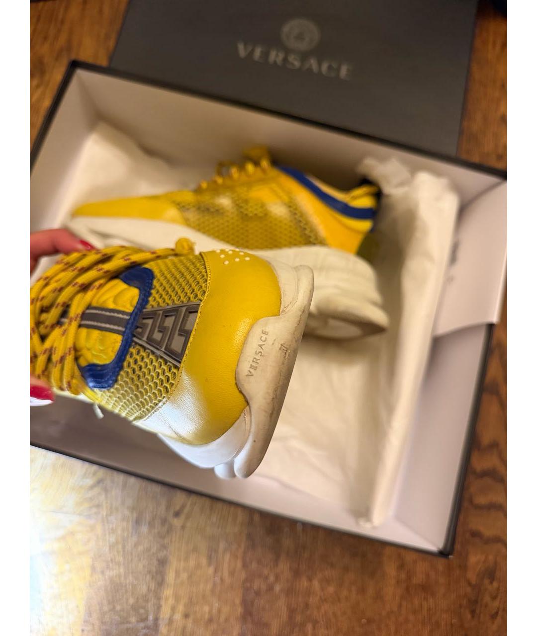 VERSACE Желтые текстильные кроссовки, фото 8
