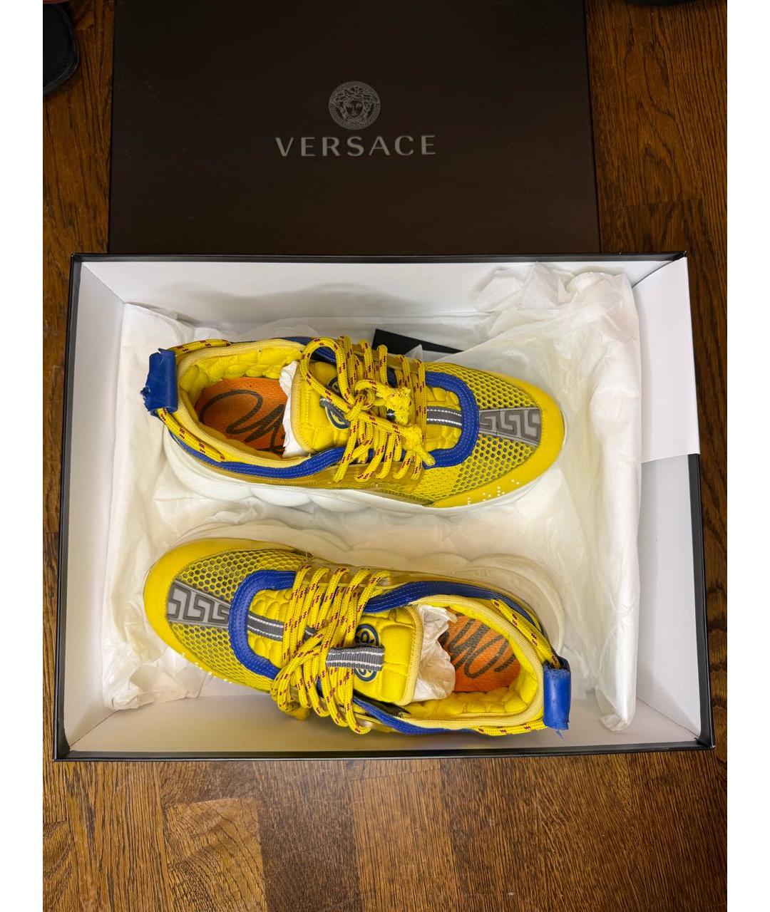 VERSACE Желтые текстильные кроссовки, фото 2