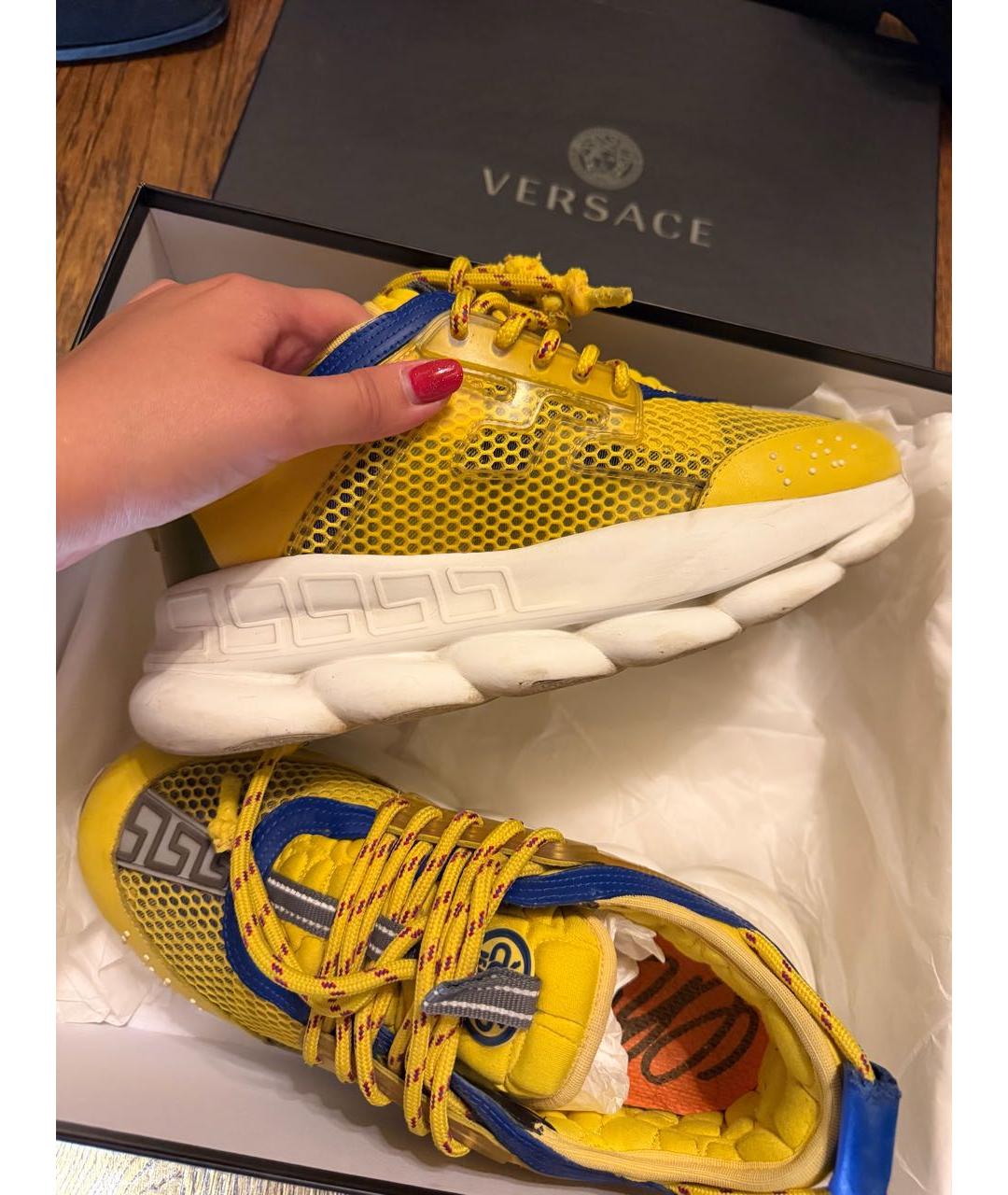 VERSACE Желтые текстильные кроссовки, фото 3