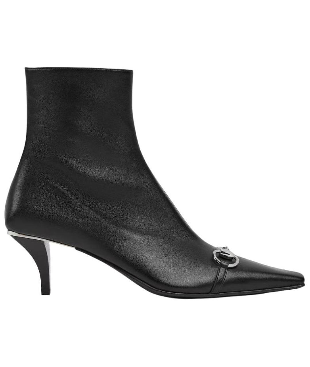 GUCCI Черные кожаные ботильоны, фото 1