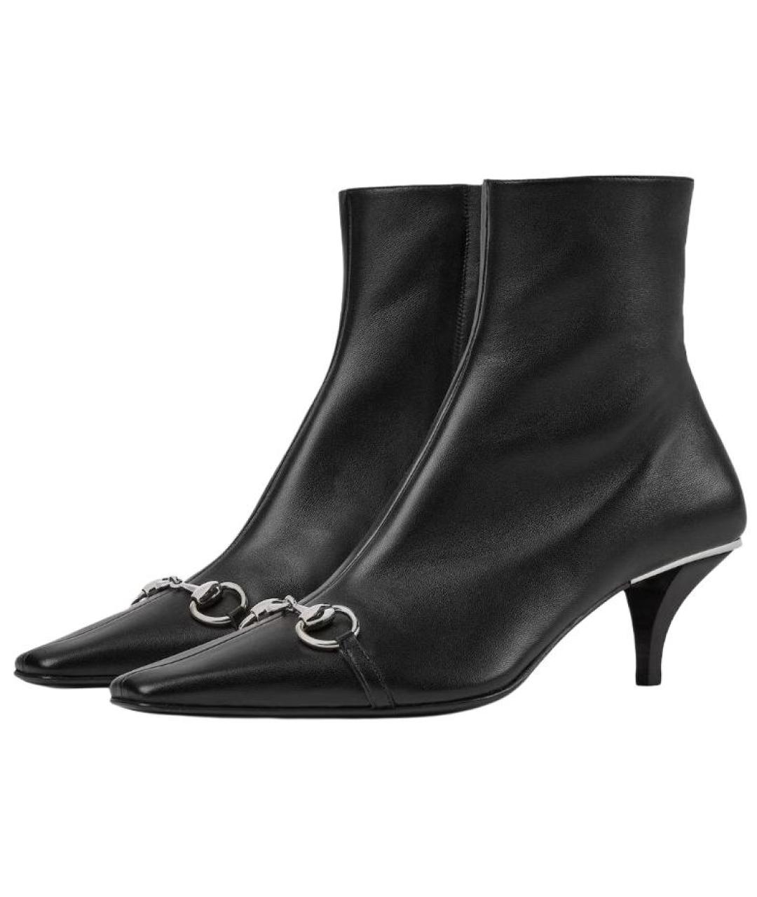 GUCCI Черные кожаные ботильоны, фото 4