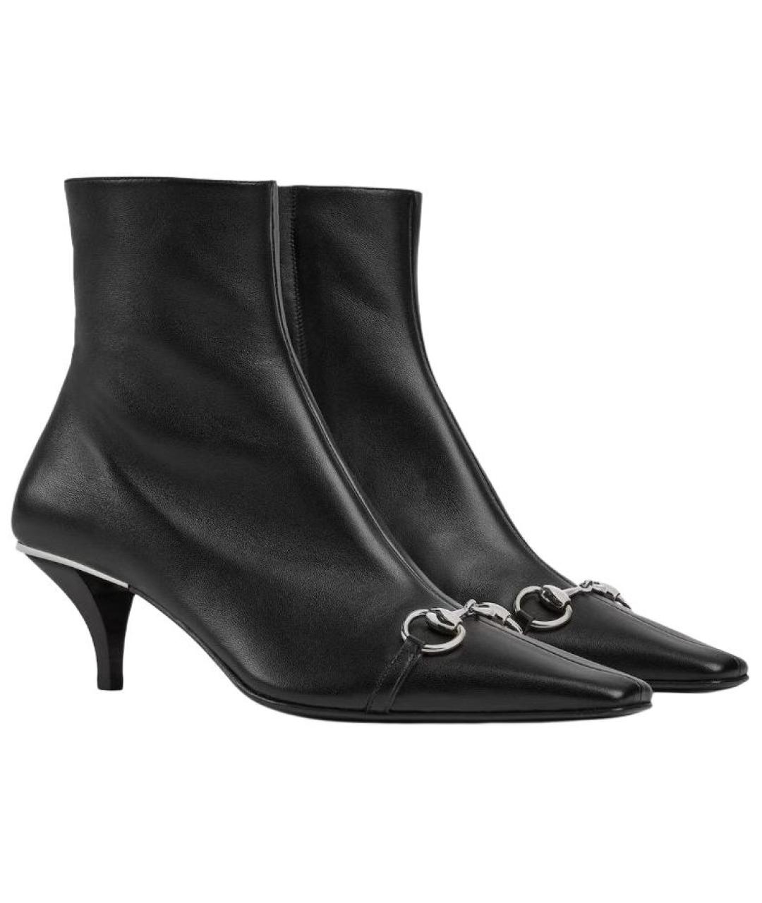 GUCCI Черные кожаные ботильоны, фото 3