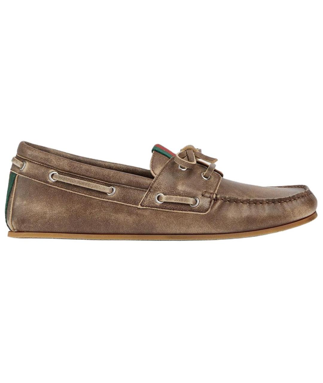 GUCCI Коричневые кожаные лоферы, фото 1
