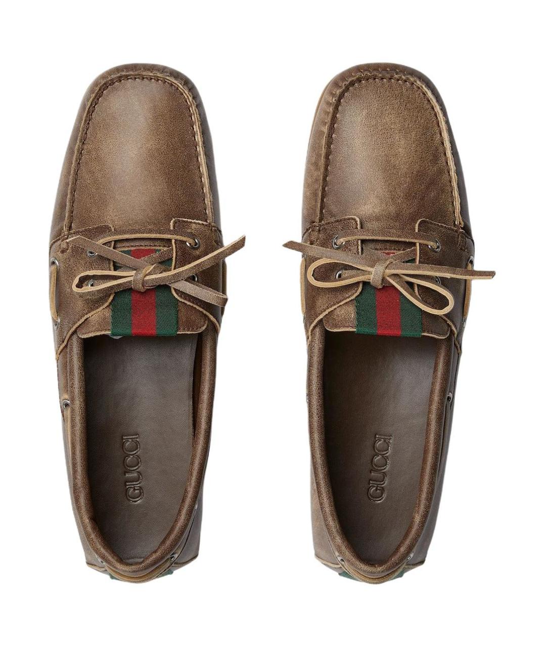 GUCCI Коричневые кожаные лоферы, фото 4