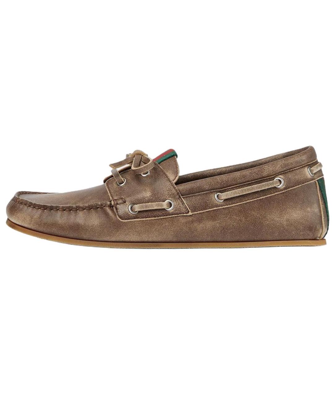 GUCCI Коричневые кожаные лоферы, фото 2