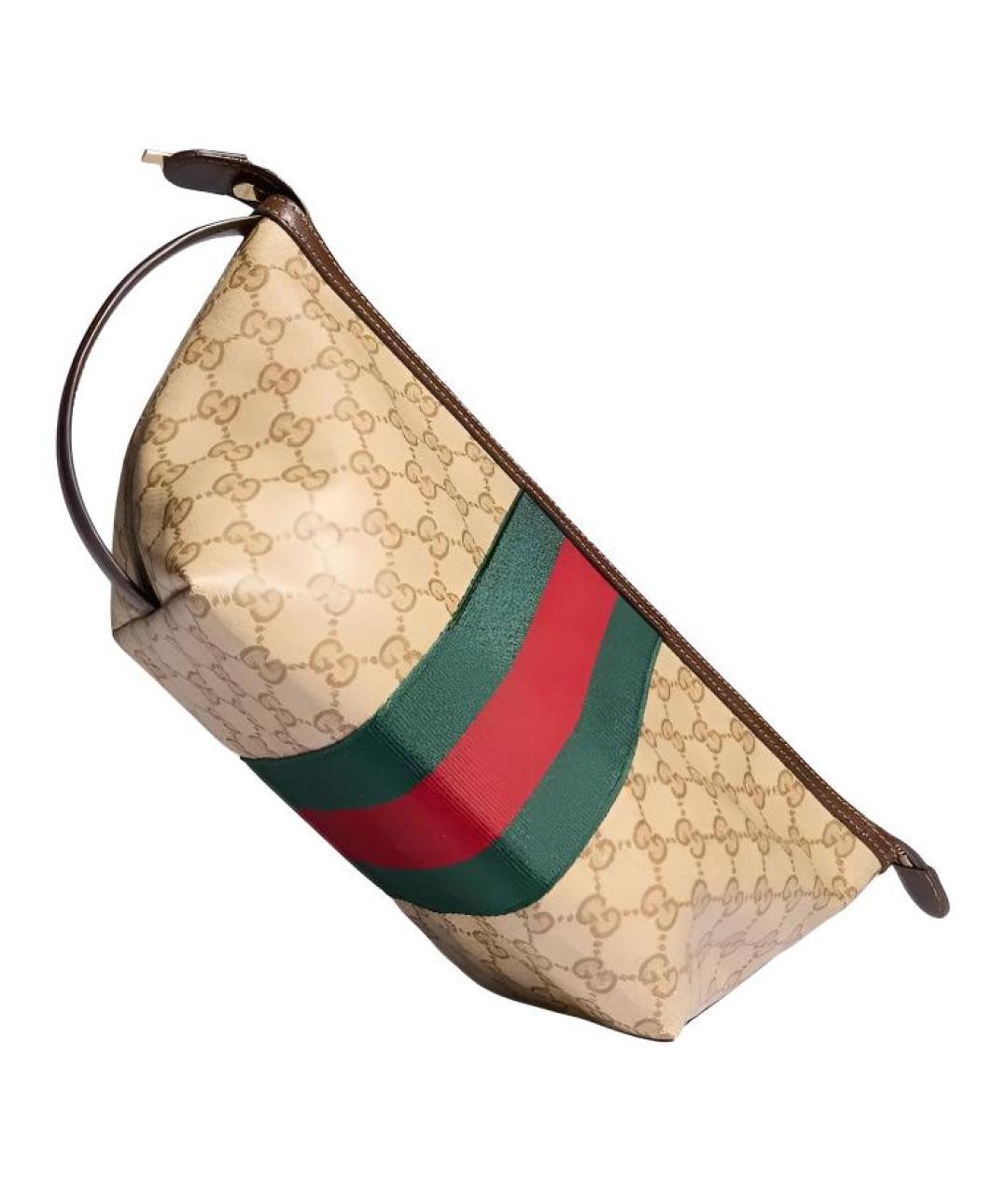 GUCCI Бежевая косметичка из канвы, фото 4