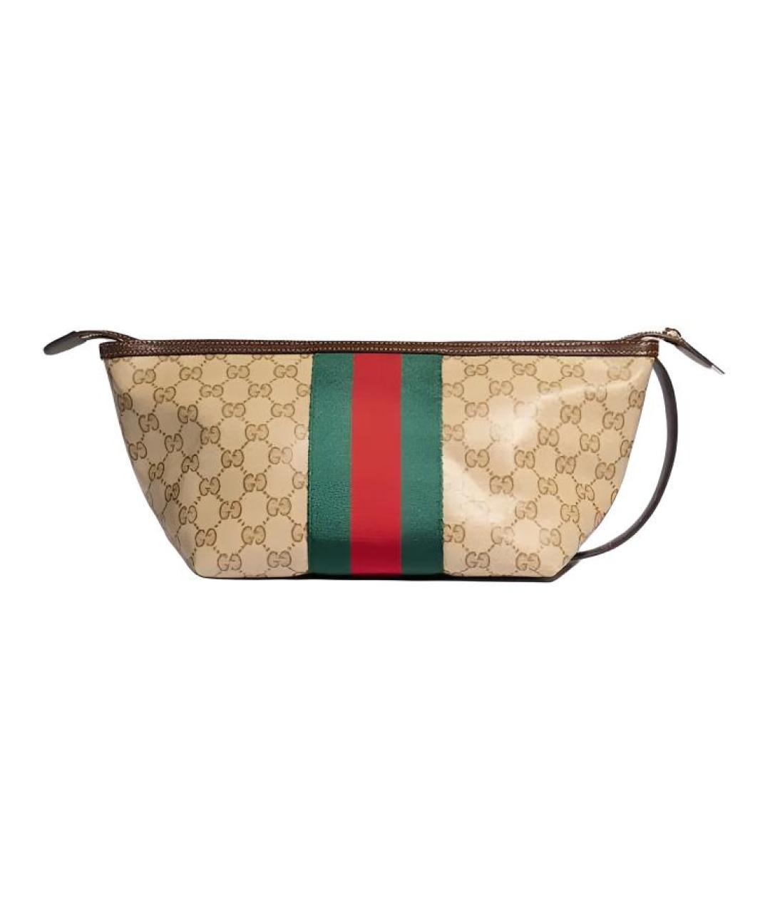 GUCCI Бежевая косметичка из канвы, фото 5