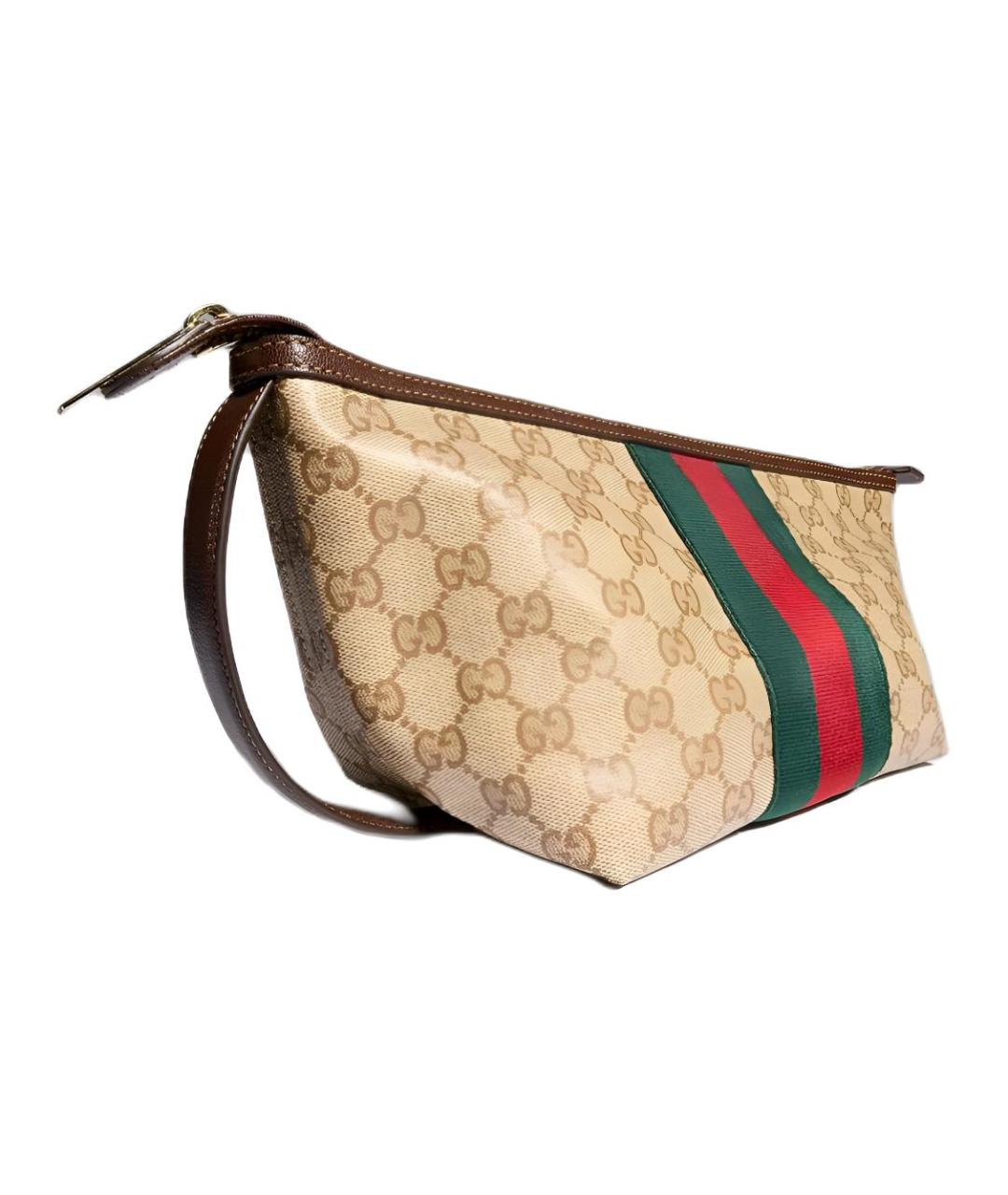 GUCCI Бежевая косметичка из канвы, фото 2
