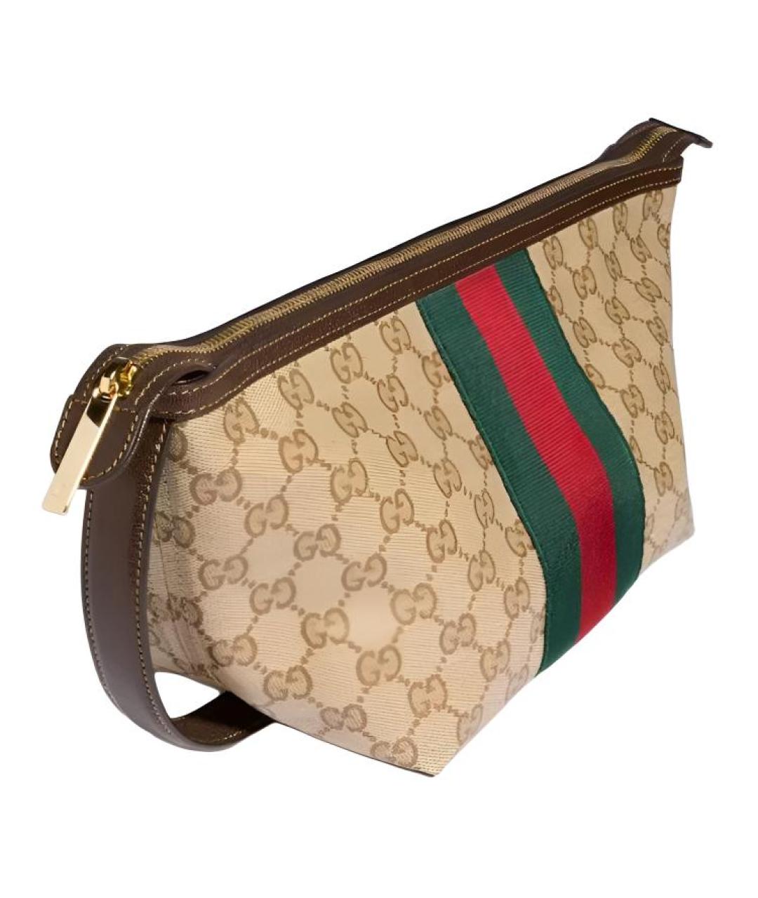 GUCCI Бежевая косметичка из канвы, фото 3