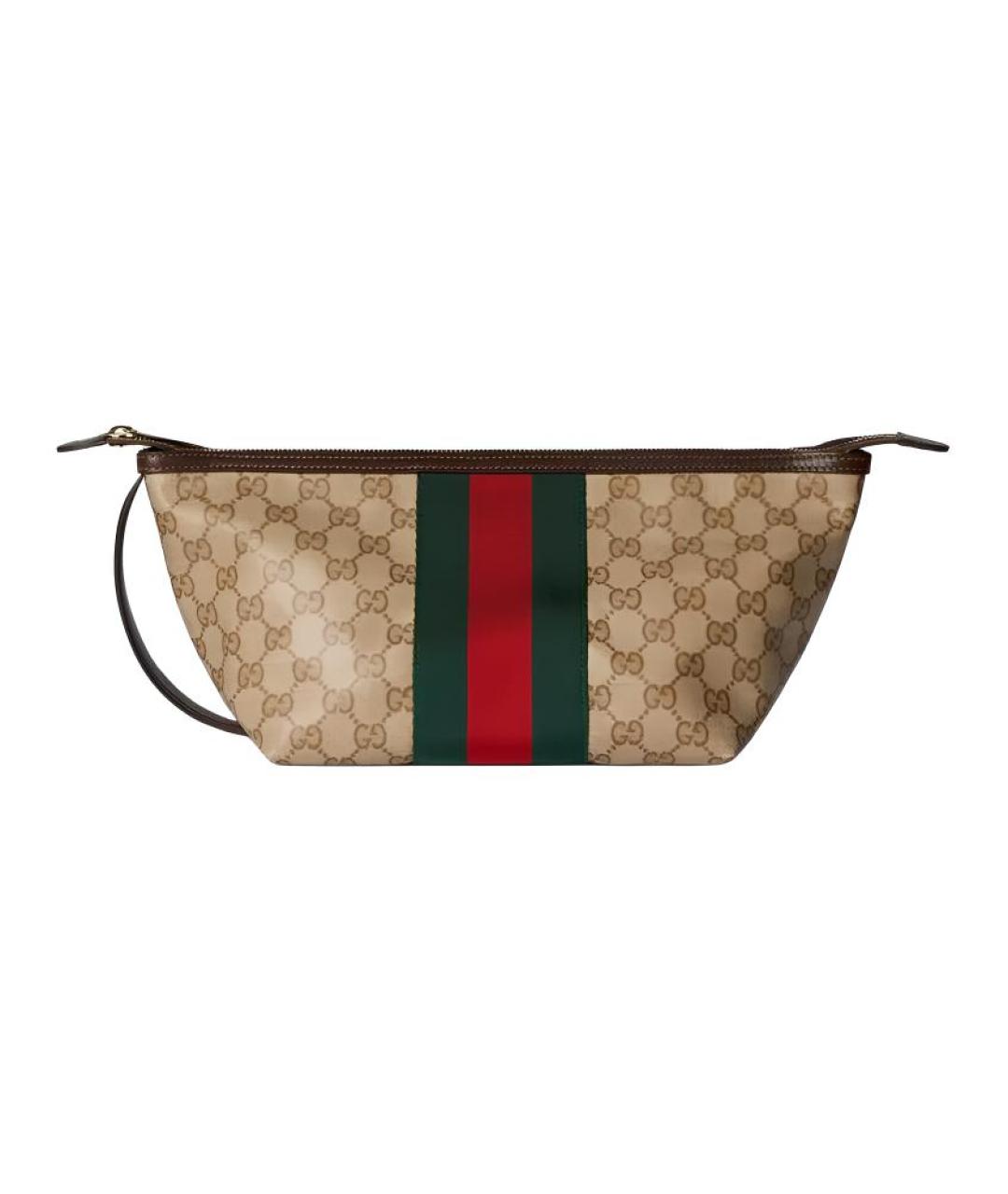 GUCCI Бежевая косметичка из канвы, фото 1