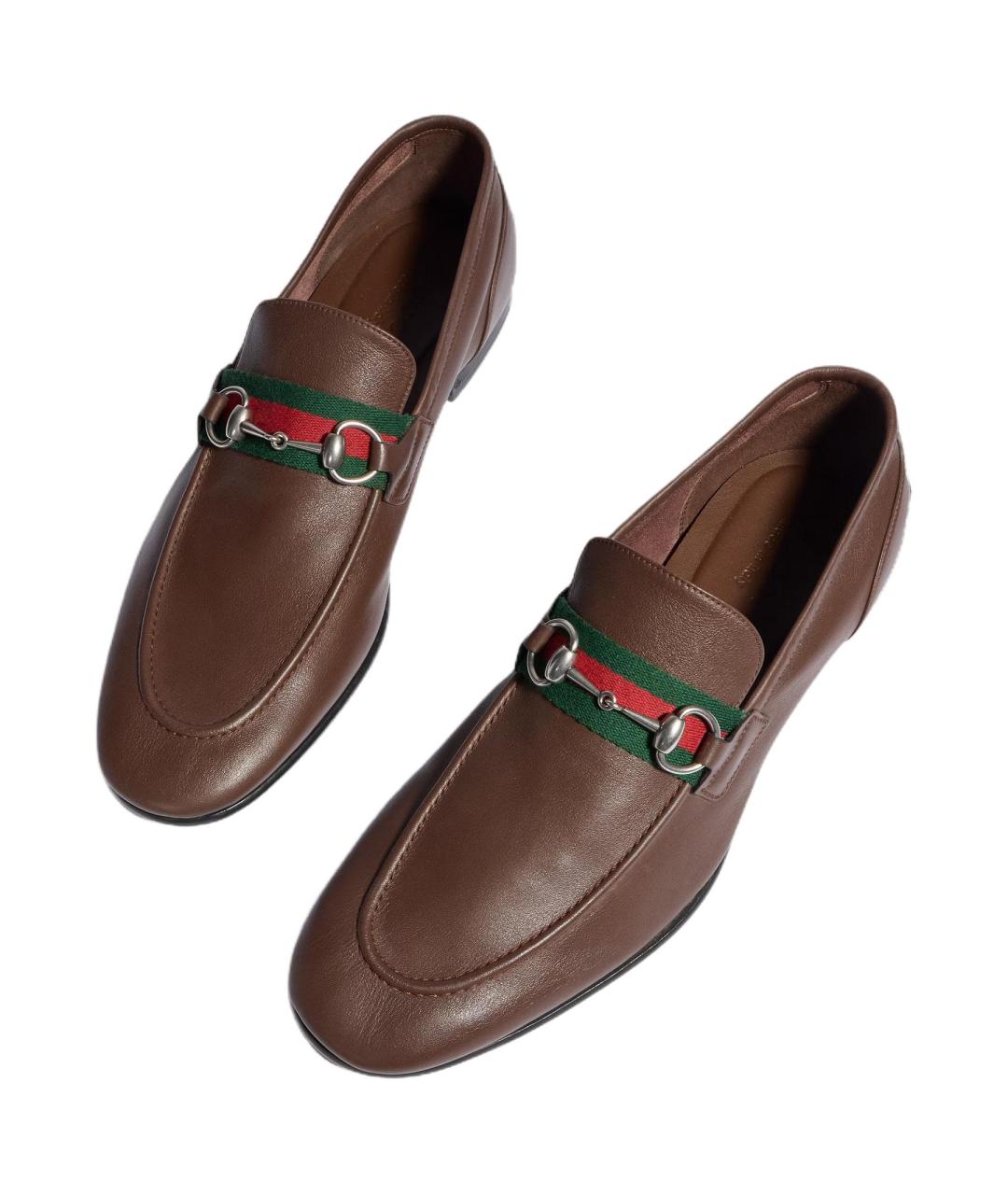 GUCCI Коричневые кожаные лоферы, фото 5