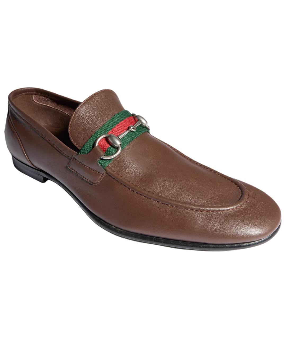 GUCCI Коричневые кожаные лоферы, фото 3
