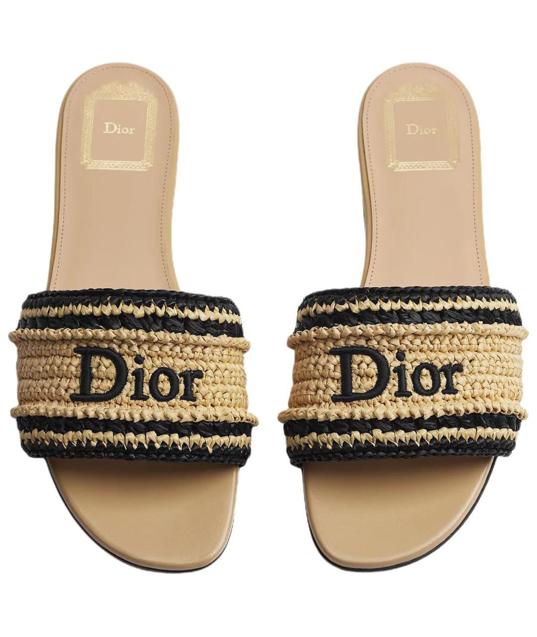 CHRISTIAN DIOR Бежевые шлепанцы, фото 4