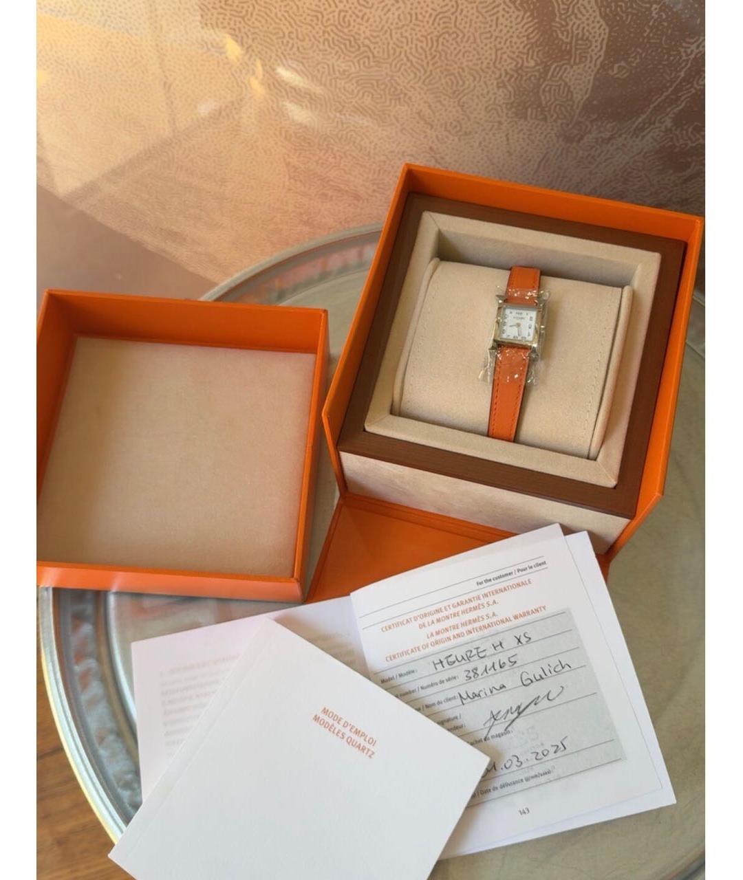HERMES Оранжевые часы, фото 2