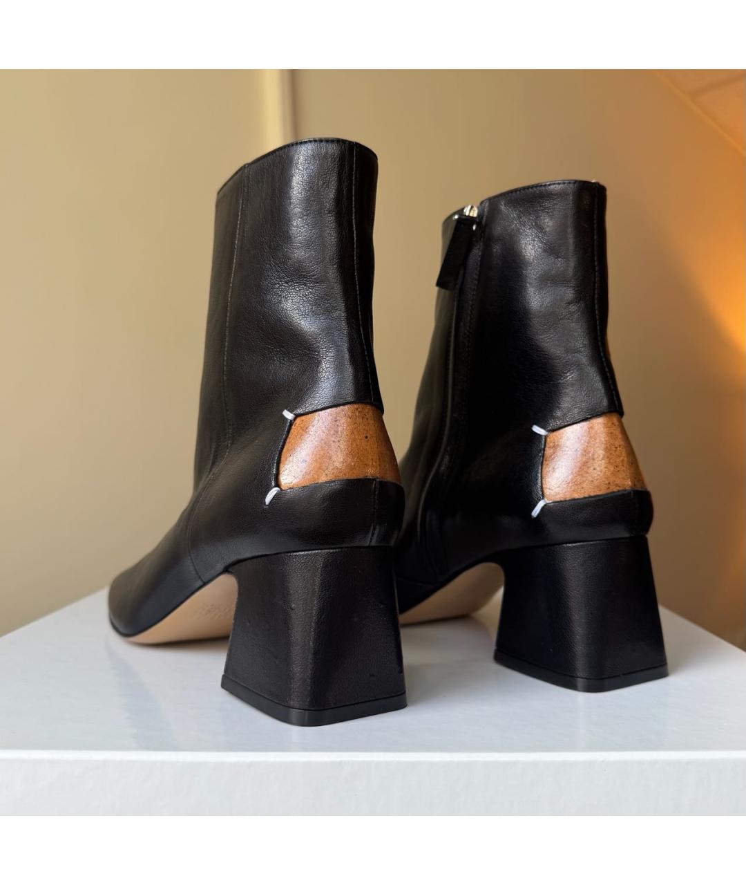 MAISON MARGIELA Черные кожаные ботильоны, фото 4