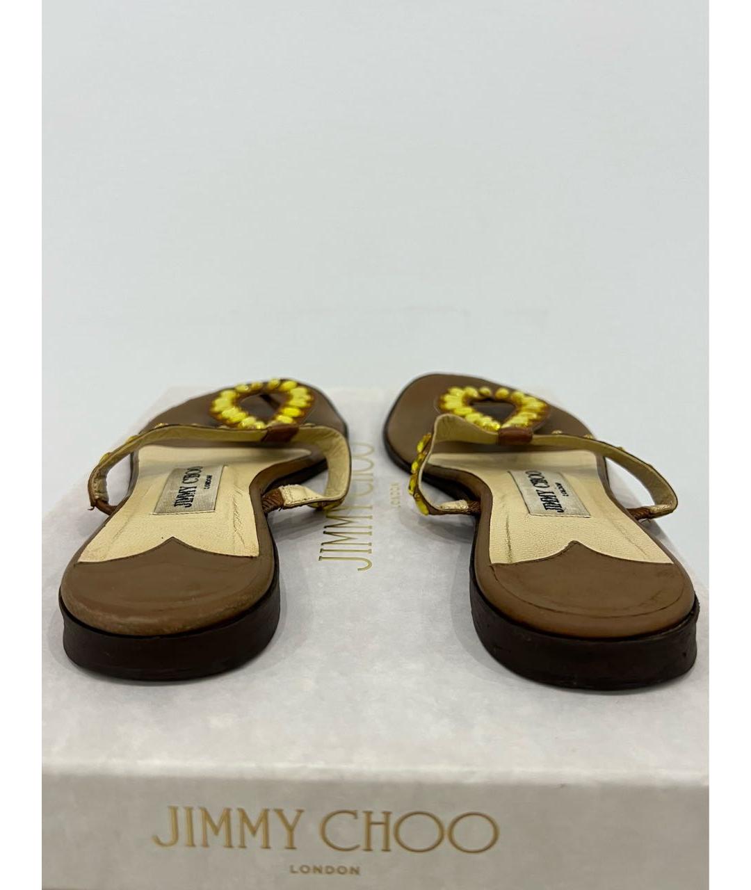 JIMMY CHOO Коричневые кожаные шлепанцы, фото 5