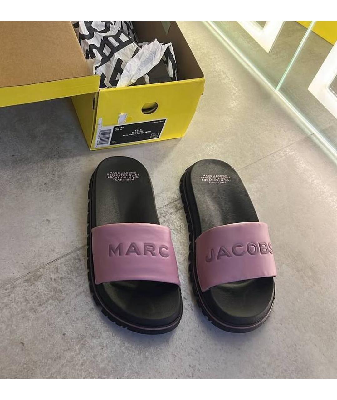 MARC JACOBS Розовые кожаные шлепанцы, фото 3