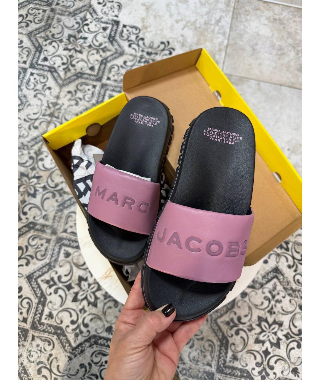 MARC JACOBS Розовые кожаные шлепанцы, фото 2