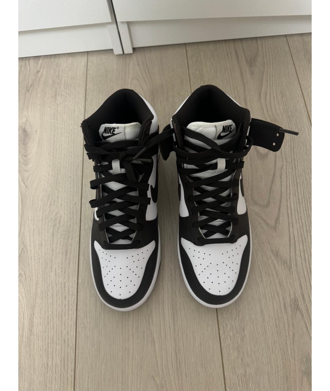 NIKE Черные кожаные высокие кроссовки / кеды, фото 2
