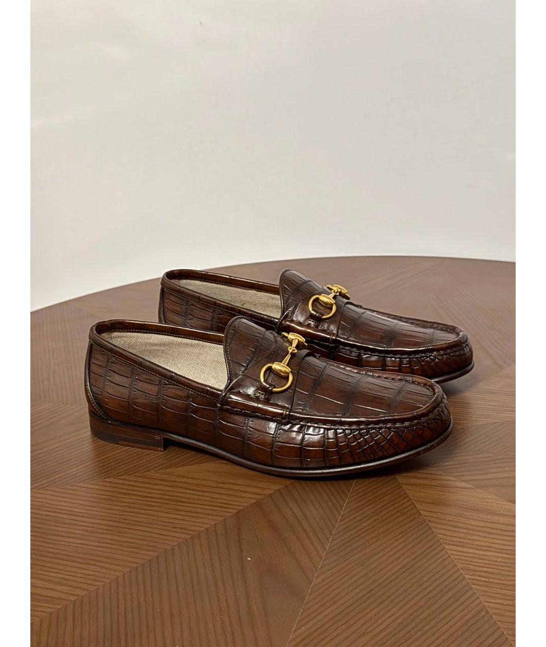 GUCCI Коричневые кожаные мокасины, фото 3