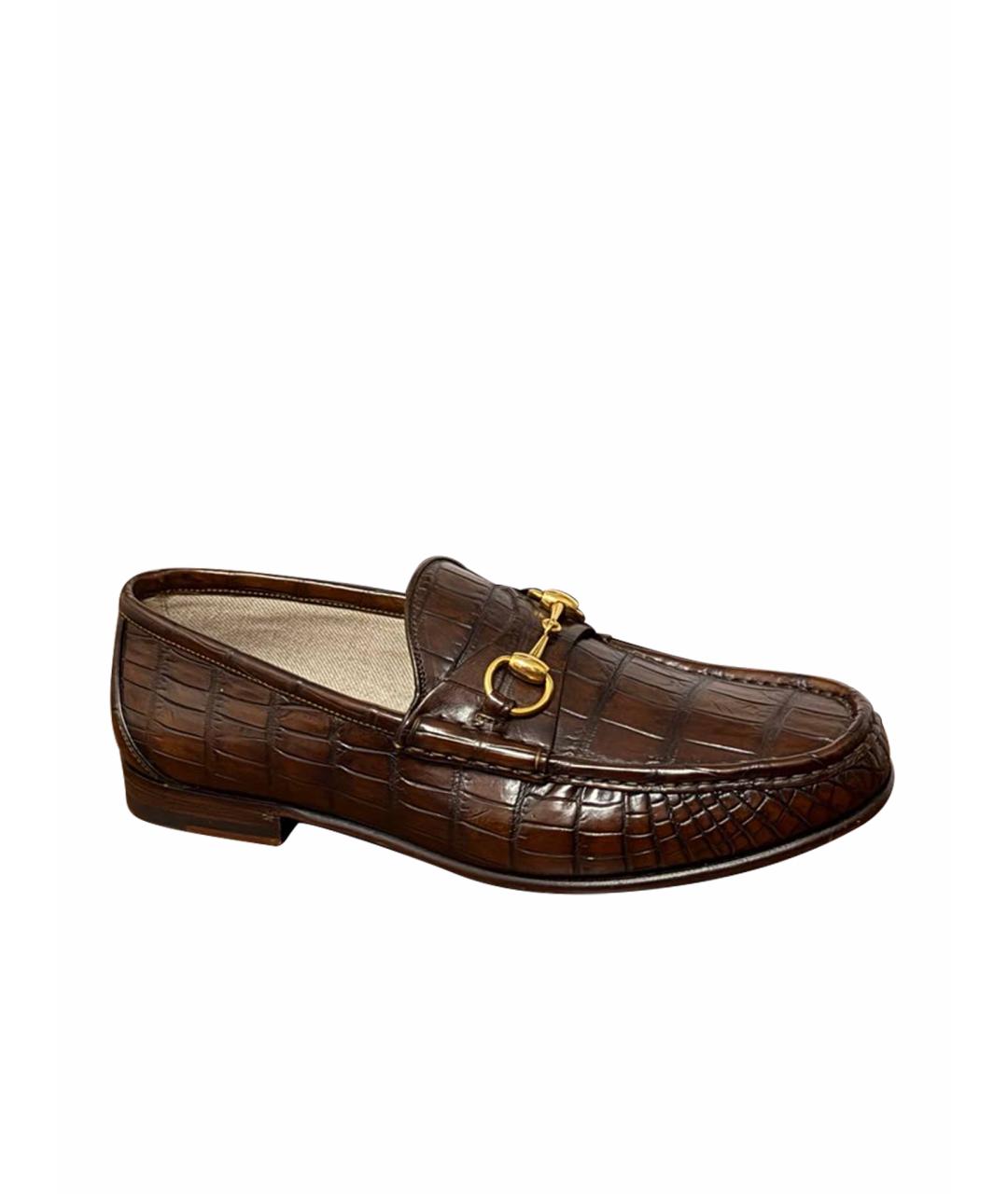 GUCCI Коричневые кожаные мокасины, фото 1