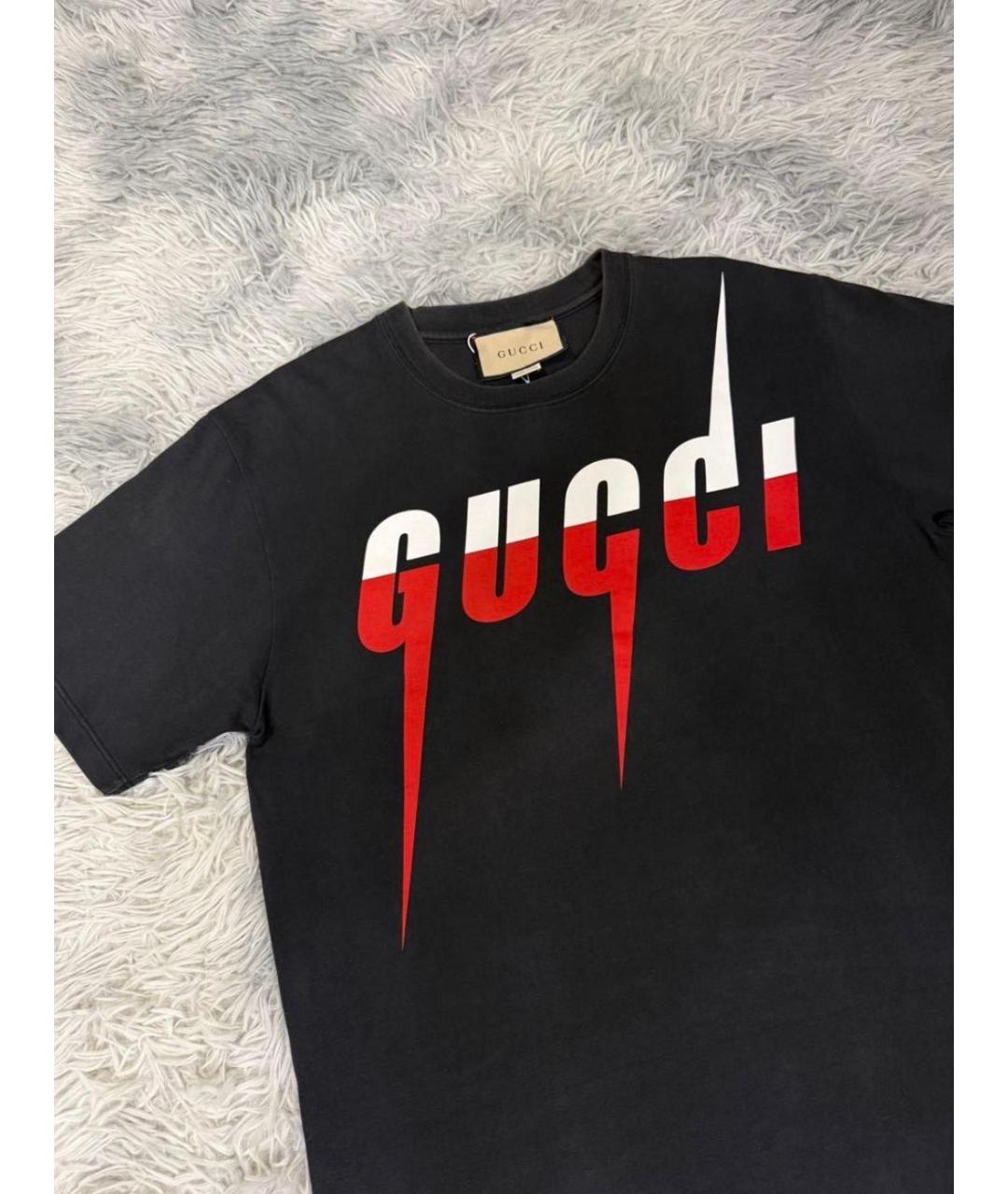 GUCCI Черная хлопковая футболка, фото 3
