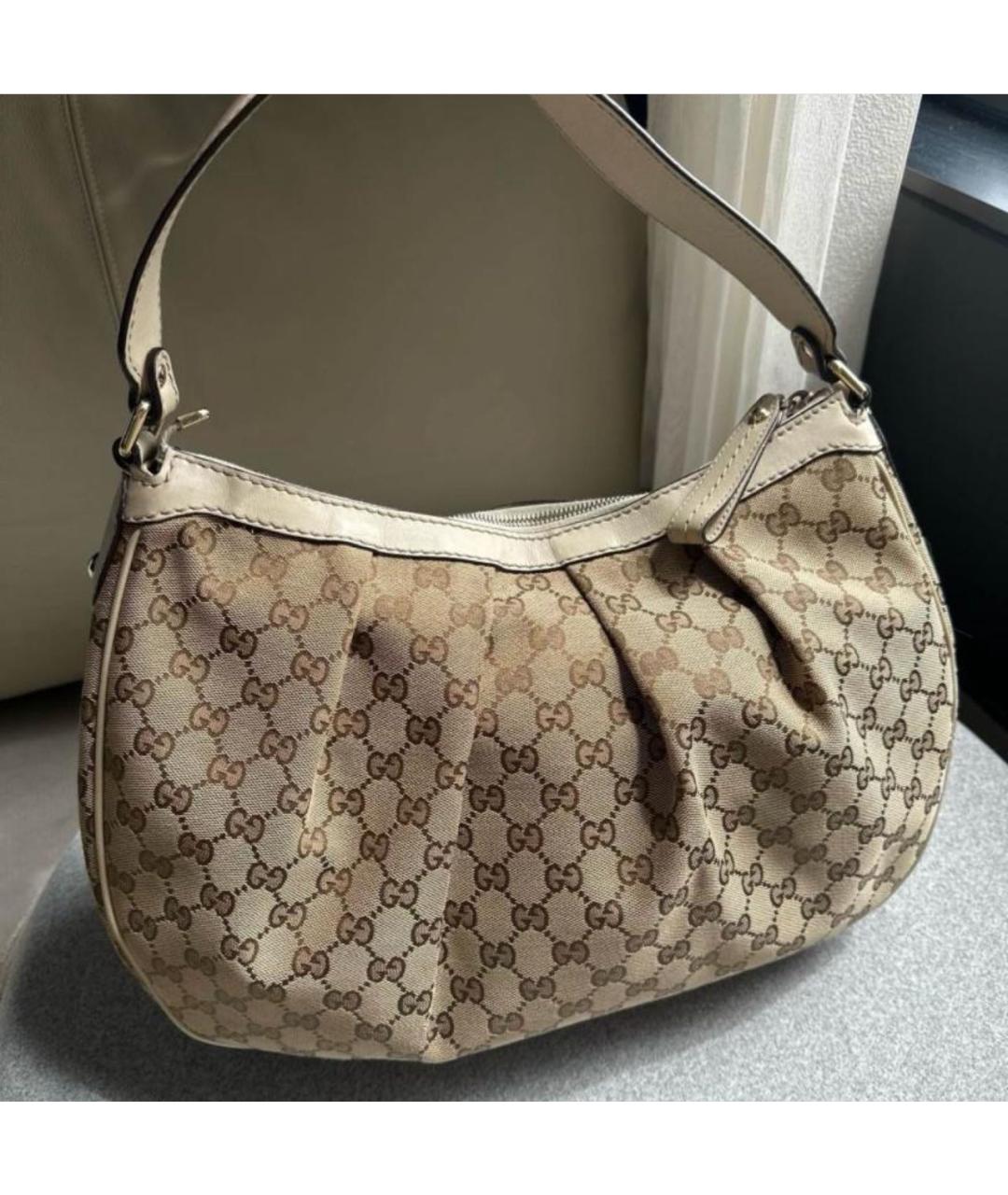 GUCCI Бежевая тканевая сумка с короткими ручками, фото 3