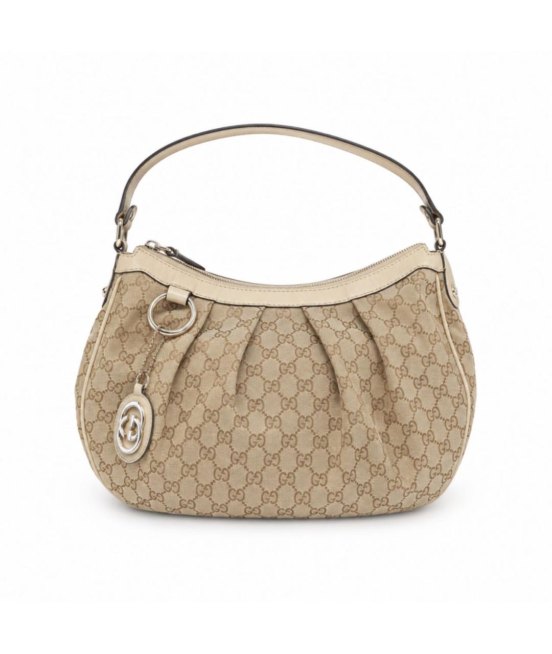 GUCCI Бежевая тканевая сумка с короткими ручками, фото 1