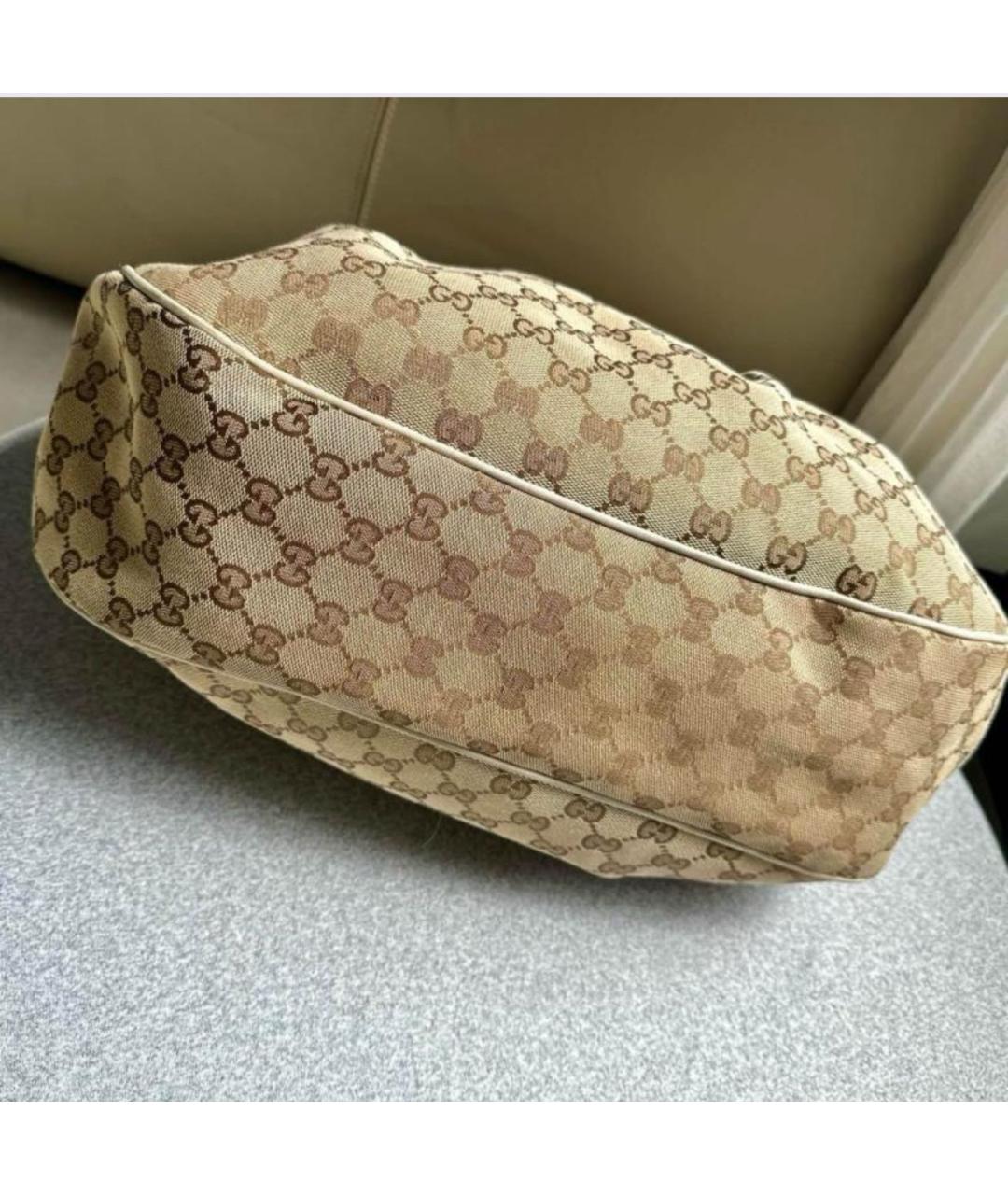 GUCCI Бежевая тканевая сумка с короткими ручками, фото 8