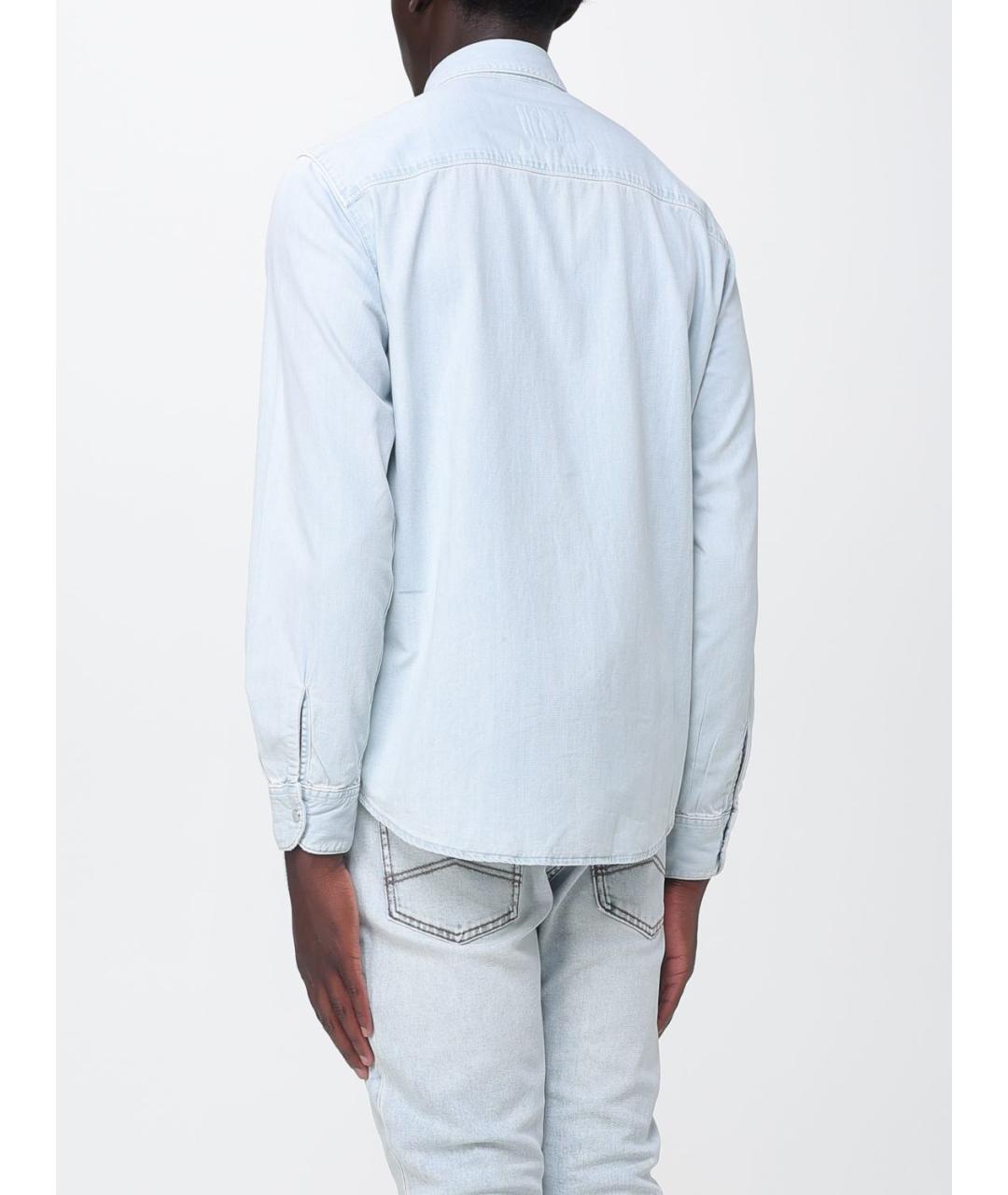 ARMANI JEANS Голубая хлопковая кэжуал рубашка, фото 2