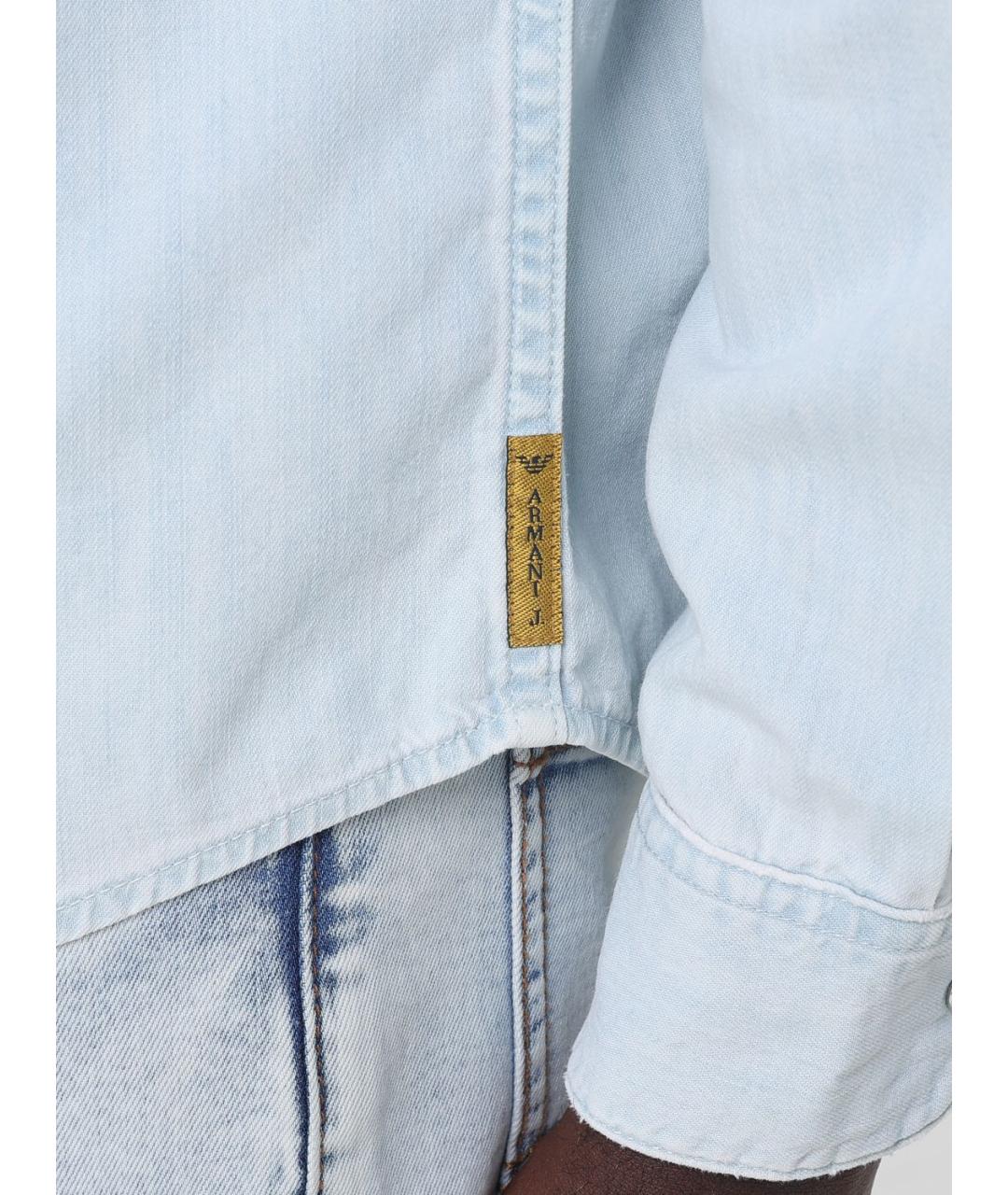 ARMANI JEANS Голубая хлопковая кэжуал рубашка, фото 3