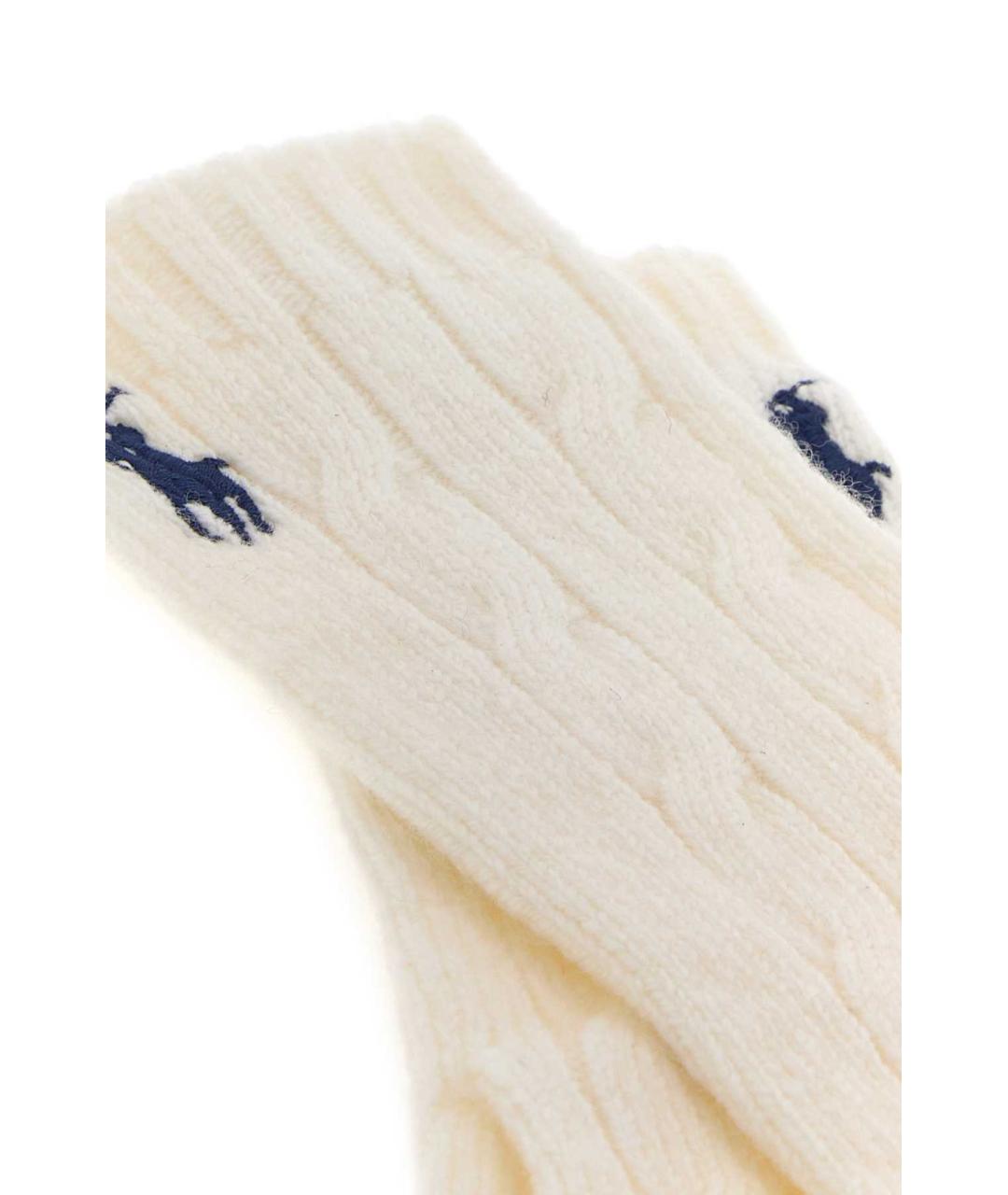 POLO RALPH LAUREN Белые шерстяные перчатки, фото 2