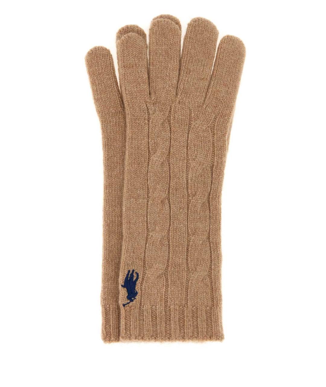 POLO RALPH LAUREN Бежевые шерстяные перчатки, фото 1