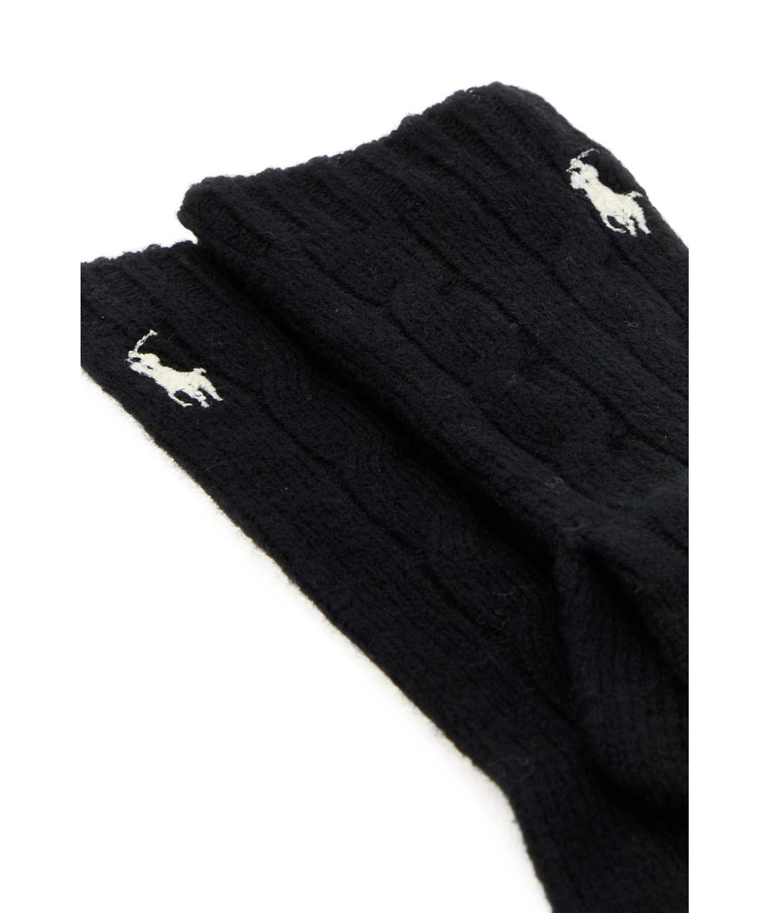 POLO RALPH LAUREN Черные шерстяные перчатки, фото 2