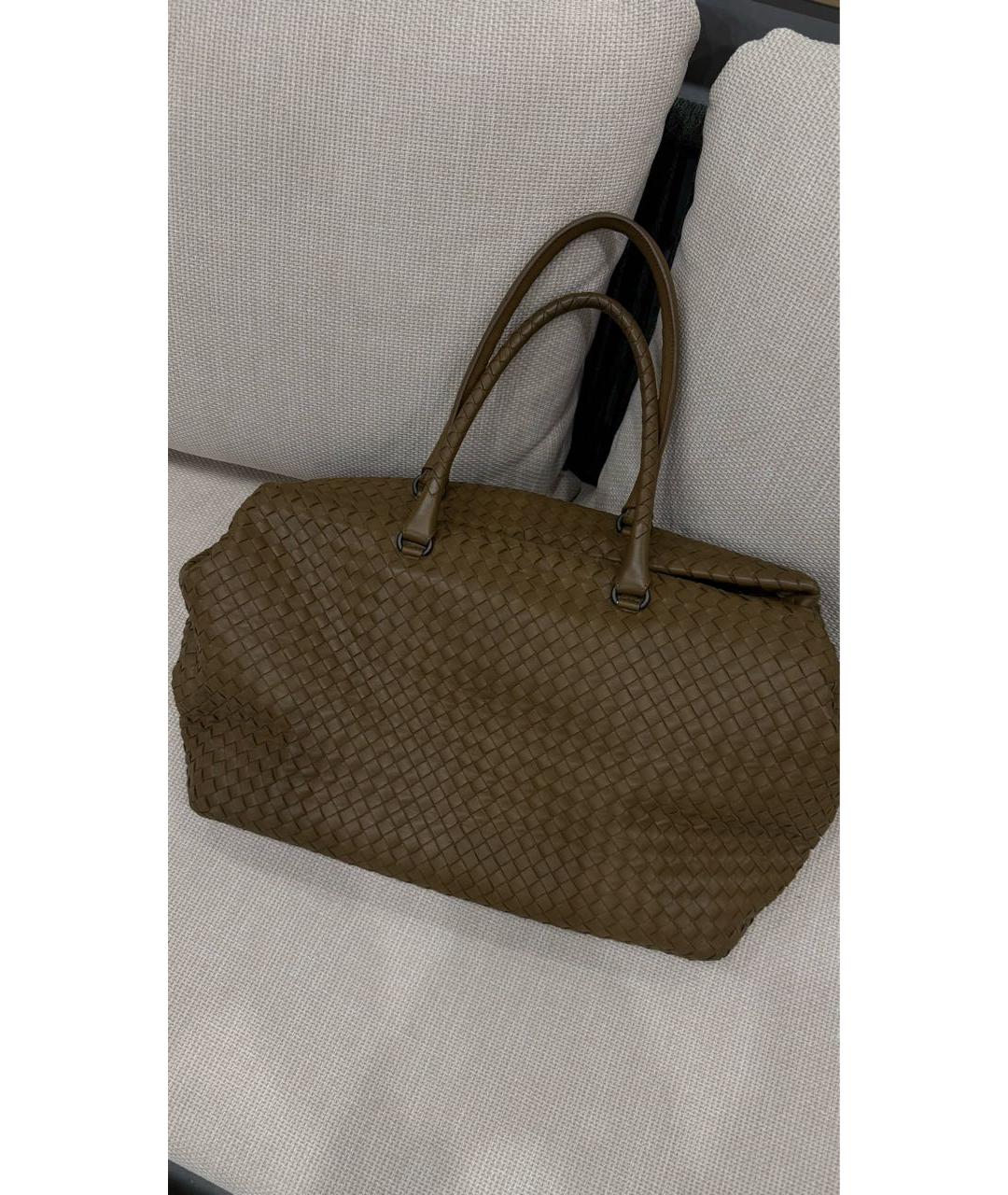 BOTTEGA VENETA Коричневая кожаная сумка с короткими ручками, фото 9