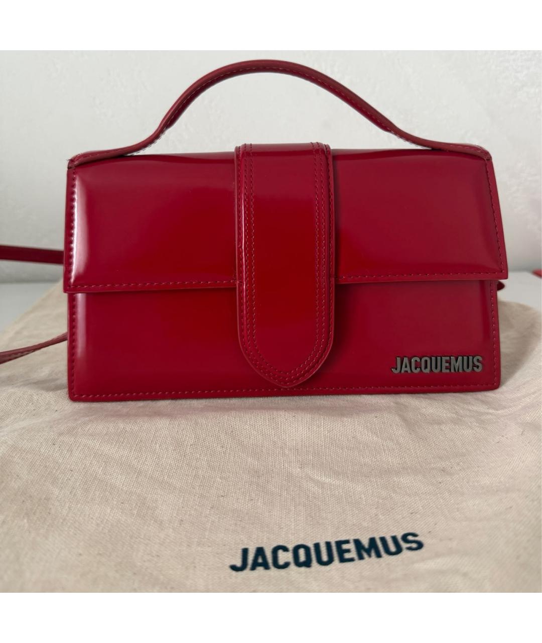 JACQUEMUS Бордовая кожаная сумка через плечо, фото 5