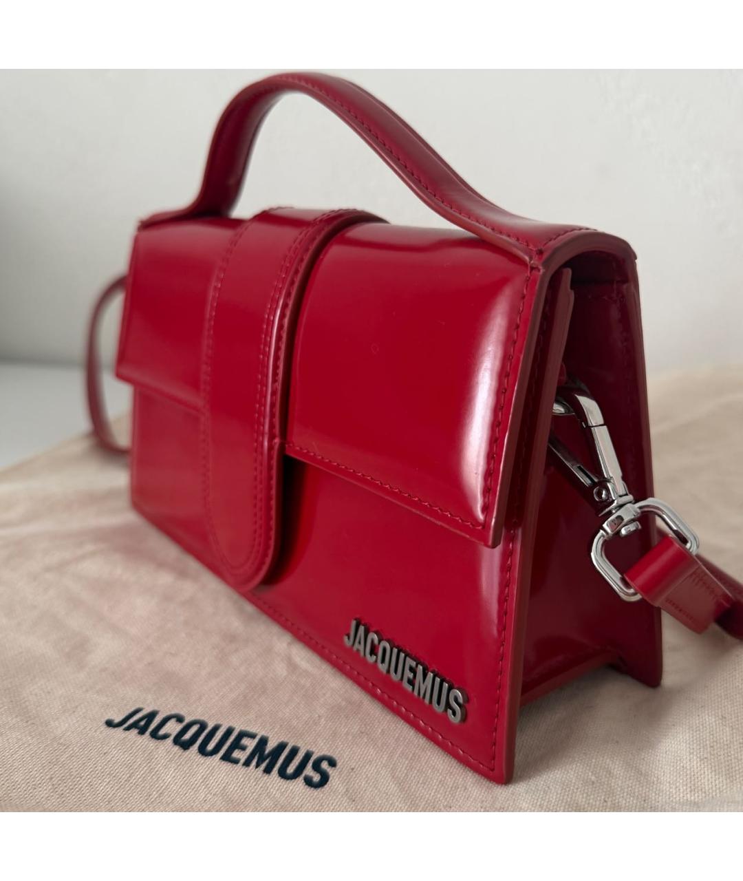 JACQUEMUS Бордовая кожаная сумка через плечо, фото 2