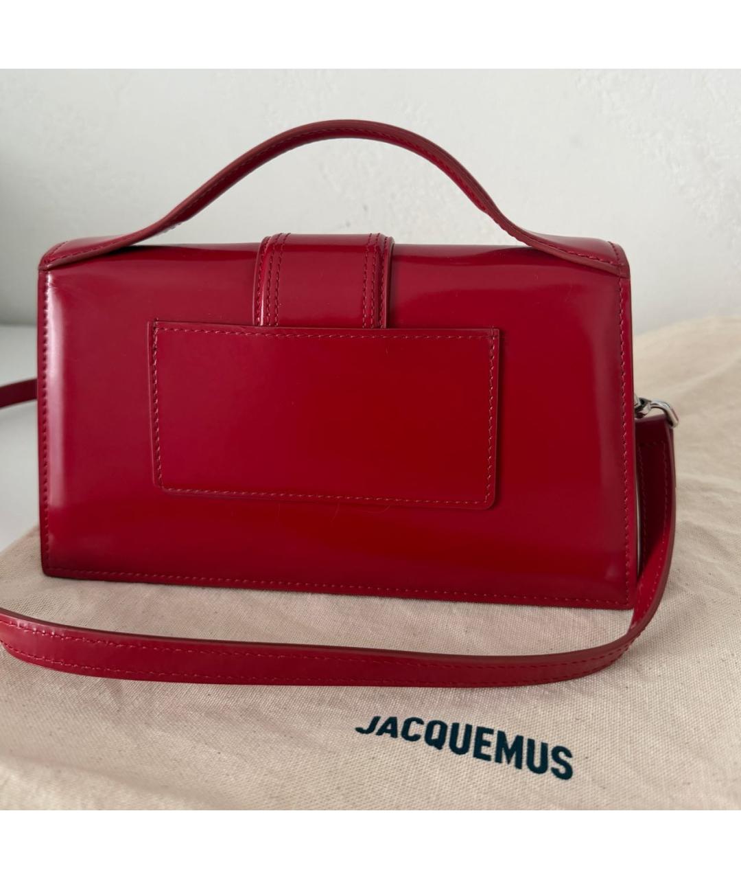 JACQUEMUS Бордовая кожаная сумка через плечо, фото 3