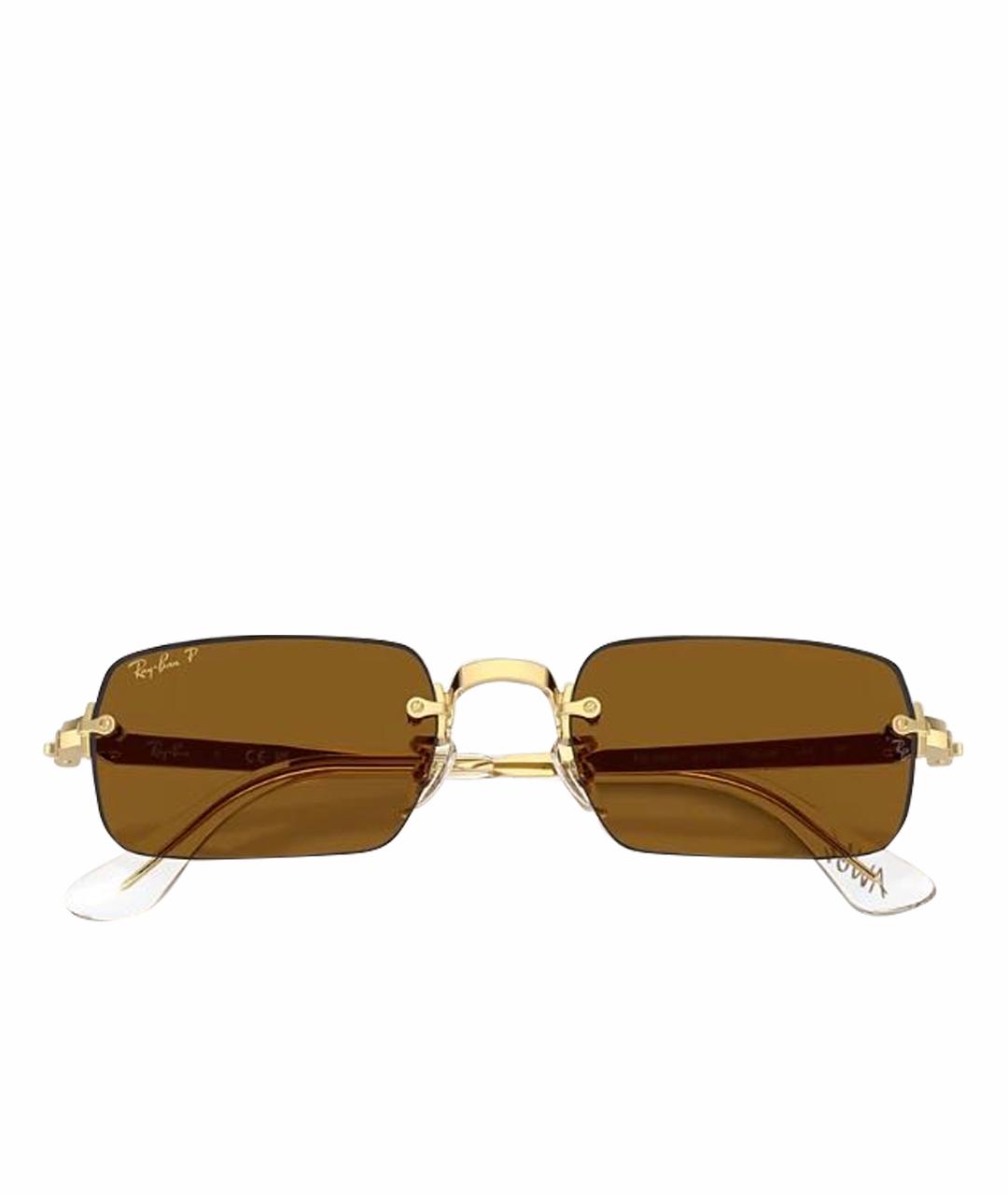 RAY BAN Коричневые металлические солнцезащитные очки, фото 1