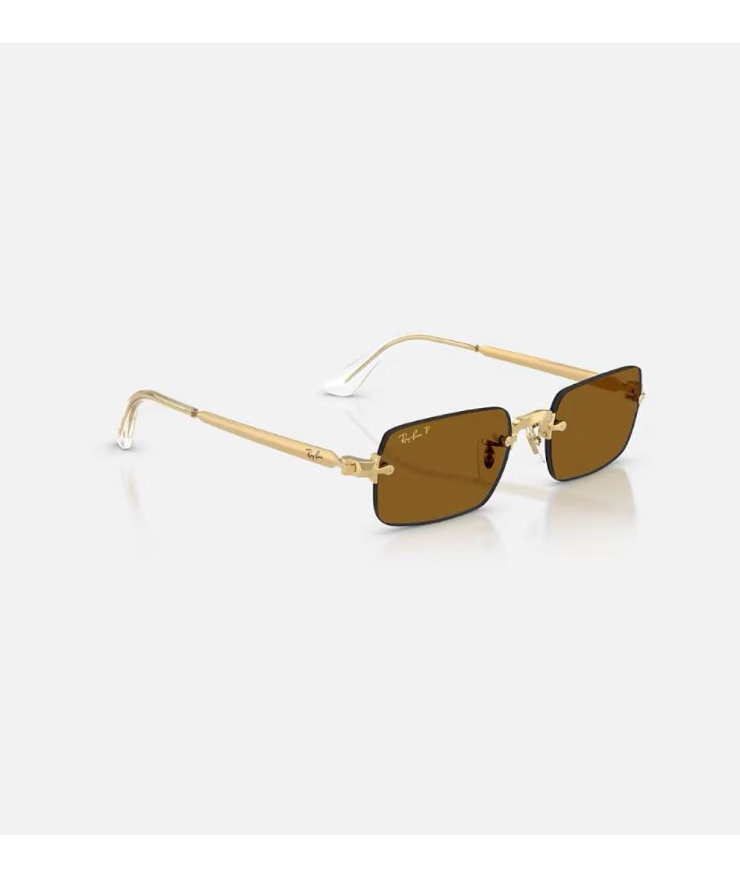 RAY BAN Коричневые металлические солнцезащитные очки, фото 2