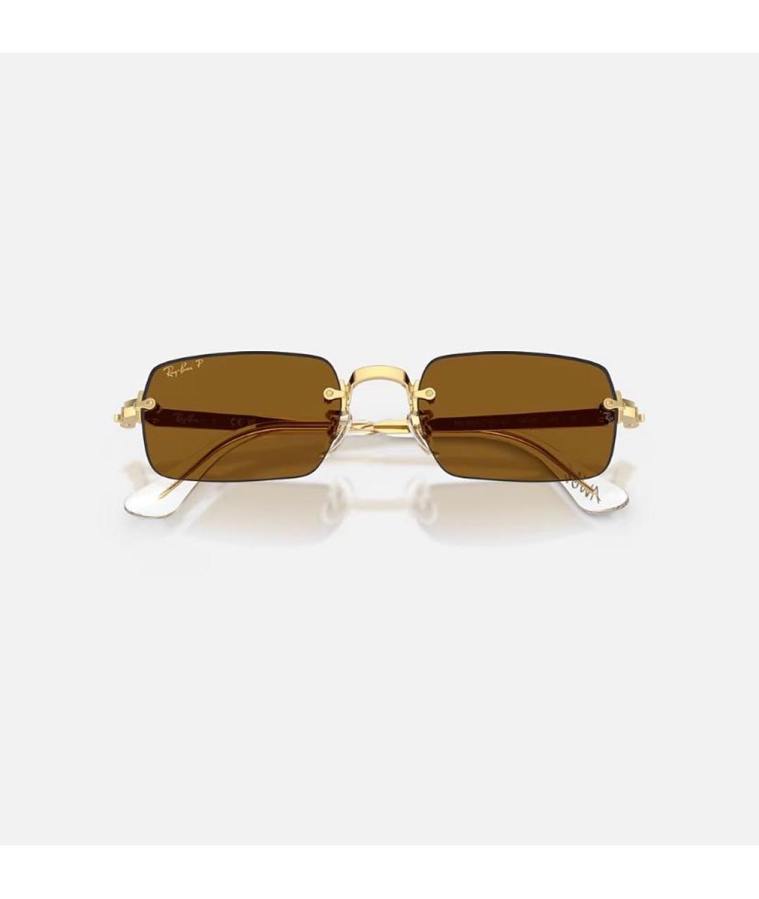 RAY BAN Коричневые металлические солнцезащитные очки, фото 8