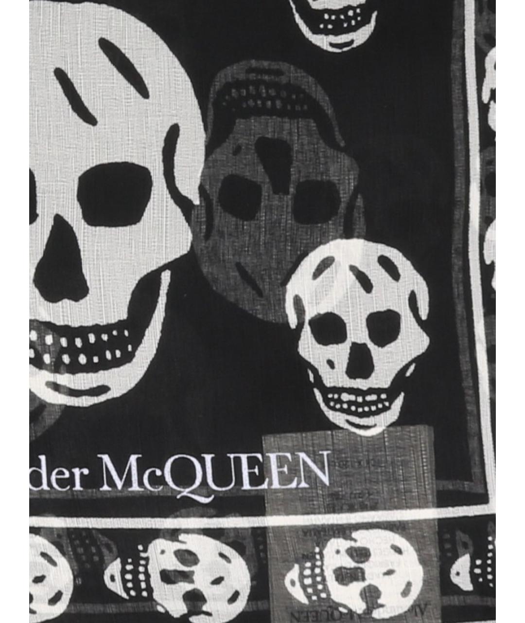 ALEXANDER MCQUEEN Черный шелковый шарф, фото 3