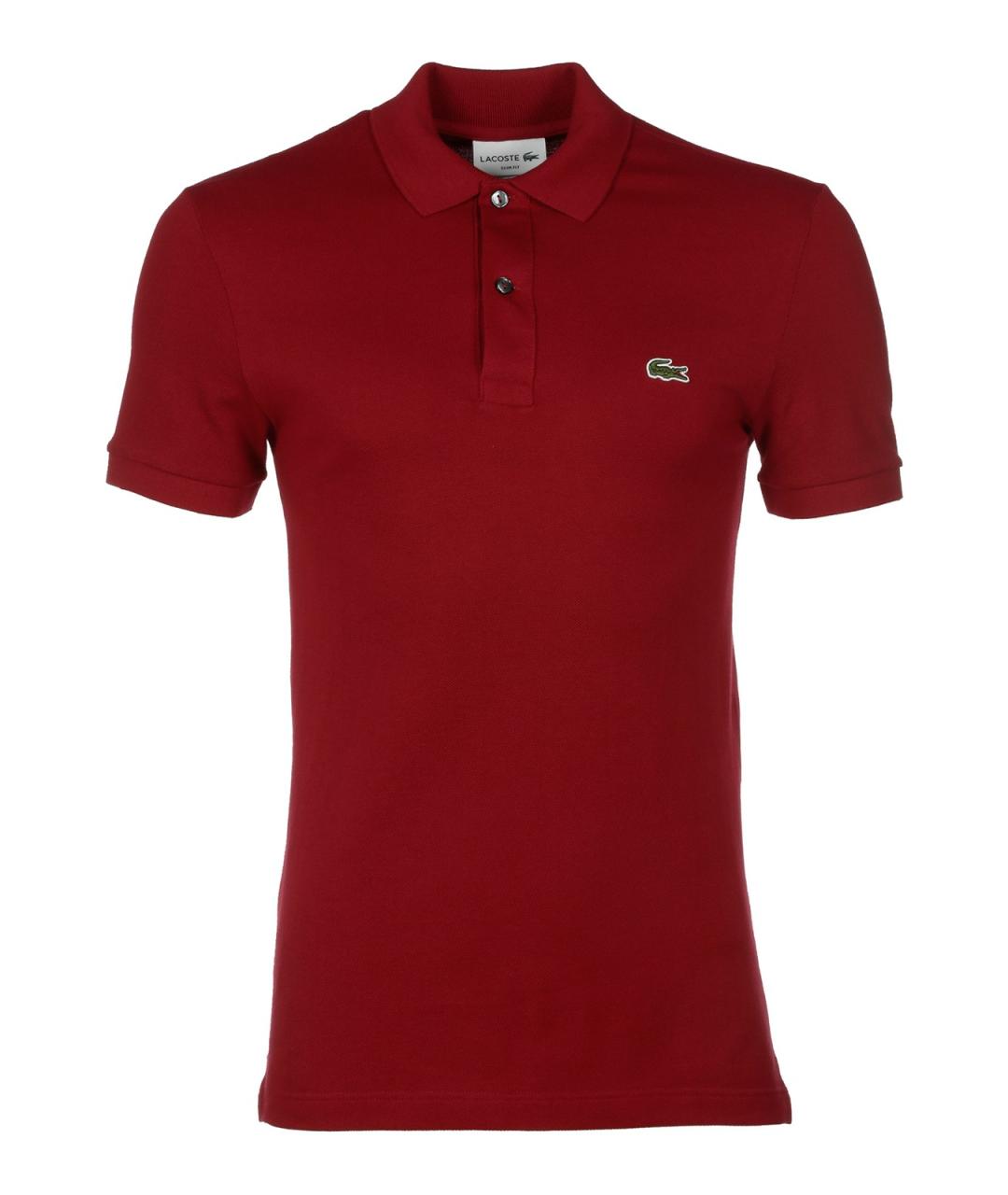 LACOSTE Бордовое хлопковое поло с коротким рукавом, фото 1