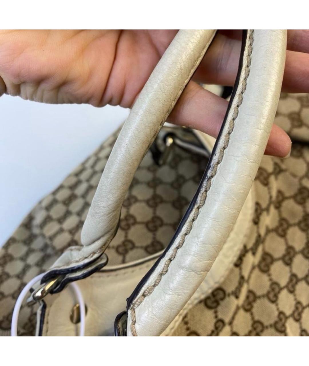 GUCCI Коричневая тканевая сумка с короткими ручками, фото 8