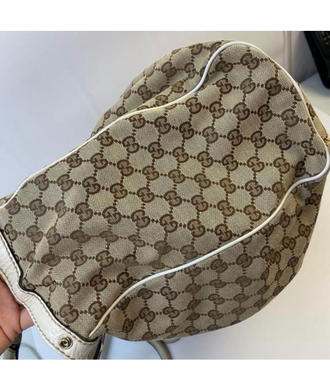 GUCCI Коричневая тканевая сумка с короткими ручками, фото 4