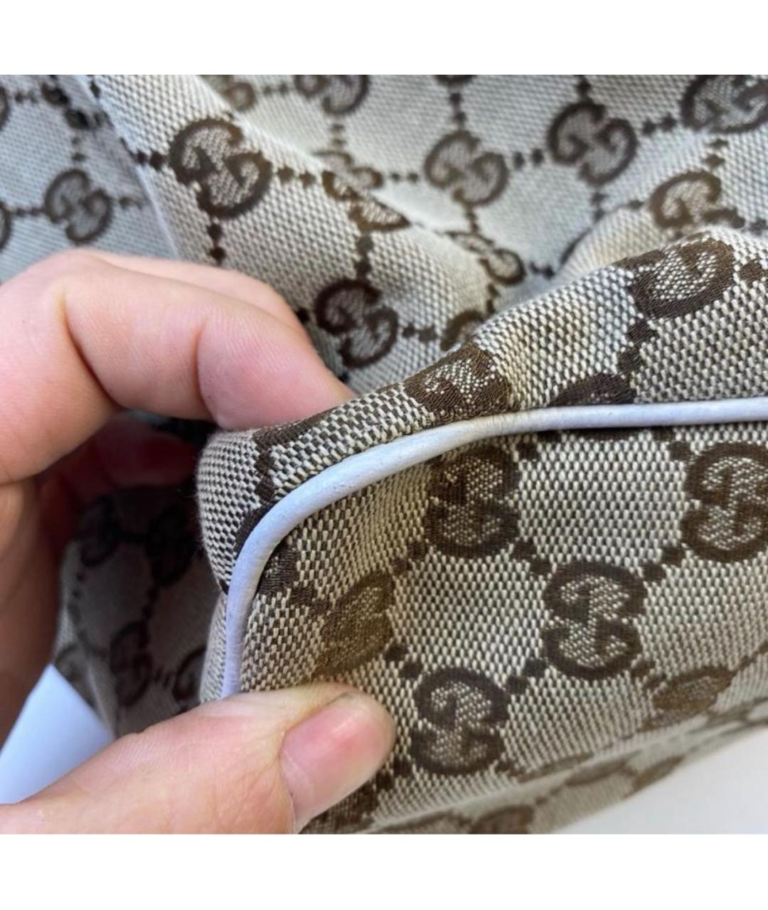 GUCCI Коричневая тканевая сумка с короткими ручками, фото 7