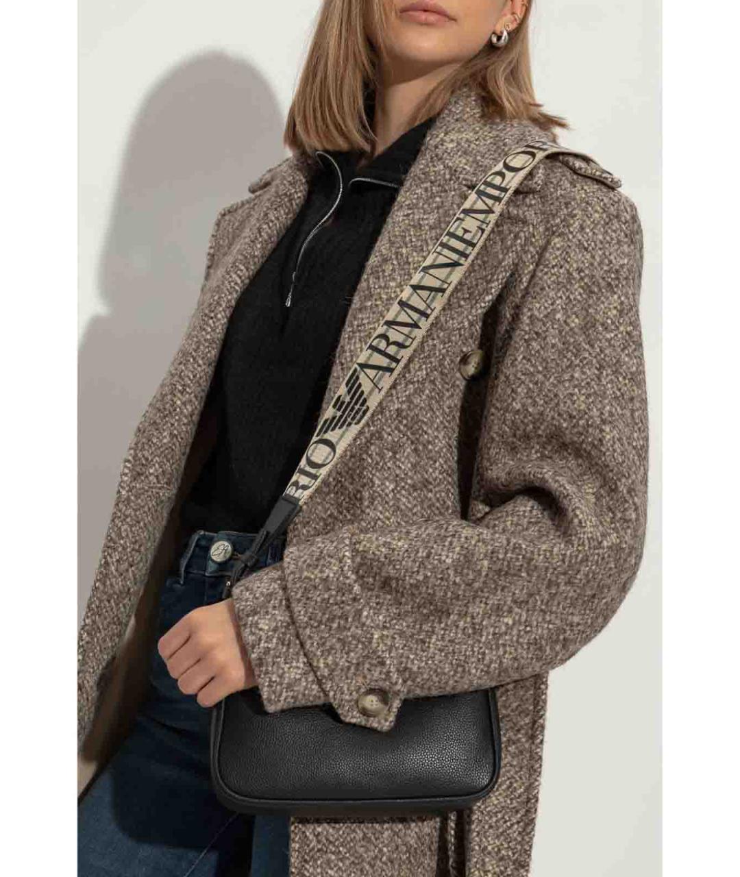 EMPORIO ARMANI Черная кожаная сумка через плечо, фото 3
