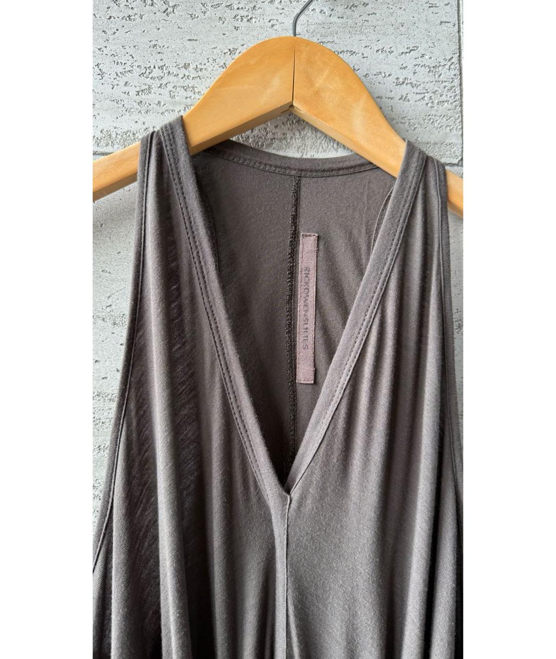 RICK OWENS Антрацитовое хлопковое повседневное платье, фото 2