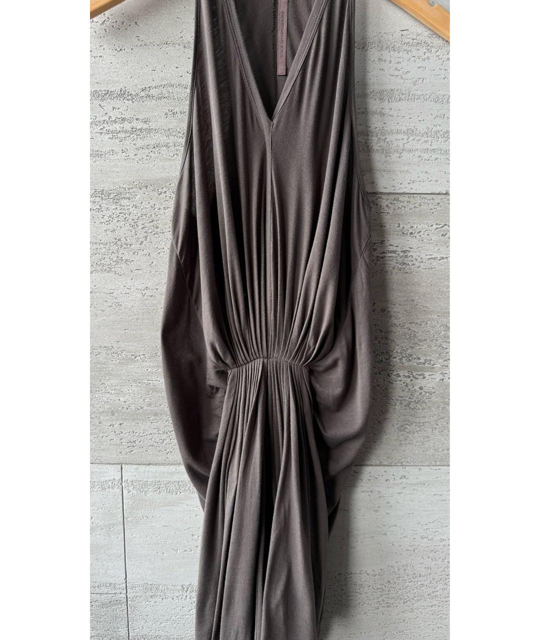 RICK OWENS Антрацитовое хлопковое повседневное платье, фото 3