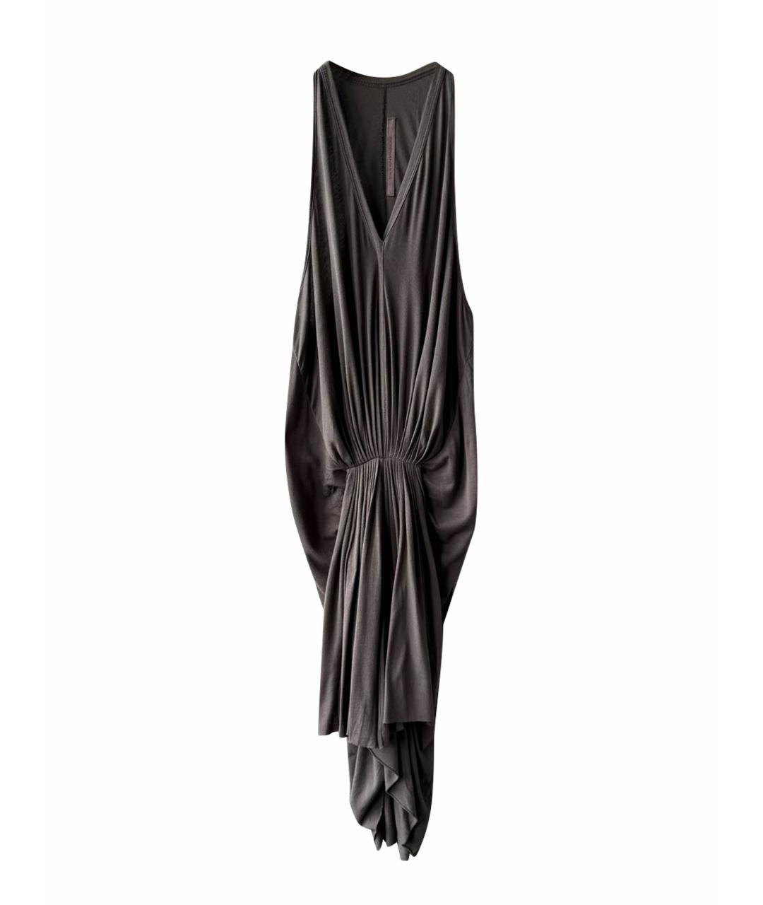 RICK OWENS Антрацитовое хлопковое повседневное платье, фото 1